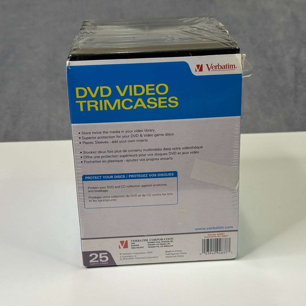 DVD Cases Slim 25 Pack Disc Storage Plastic Hard Shell Sealed Verbatim Trimcases