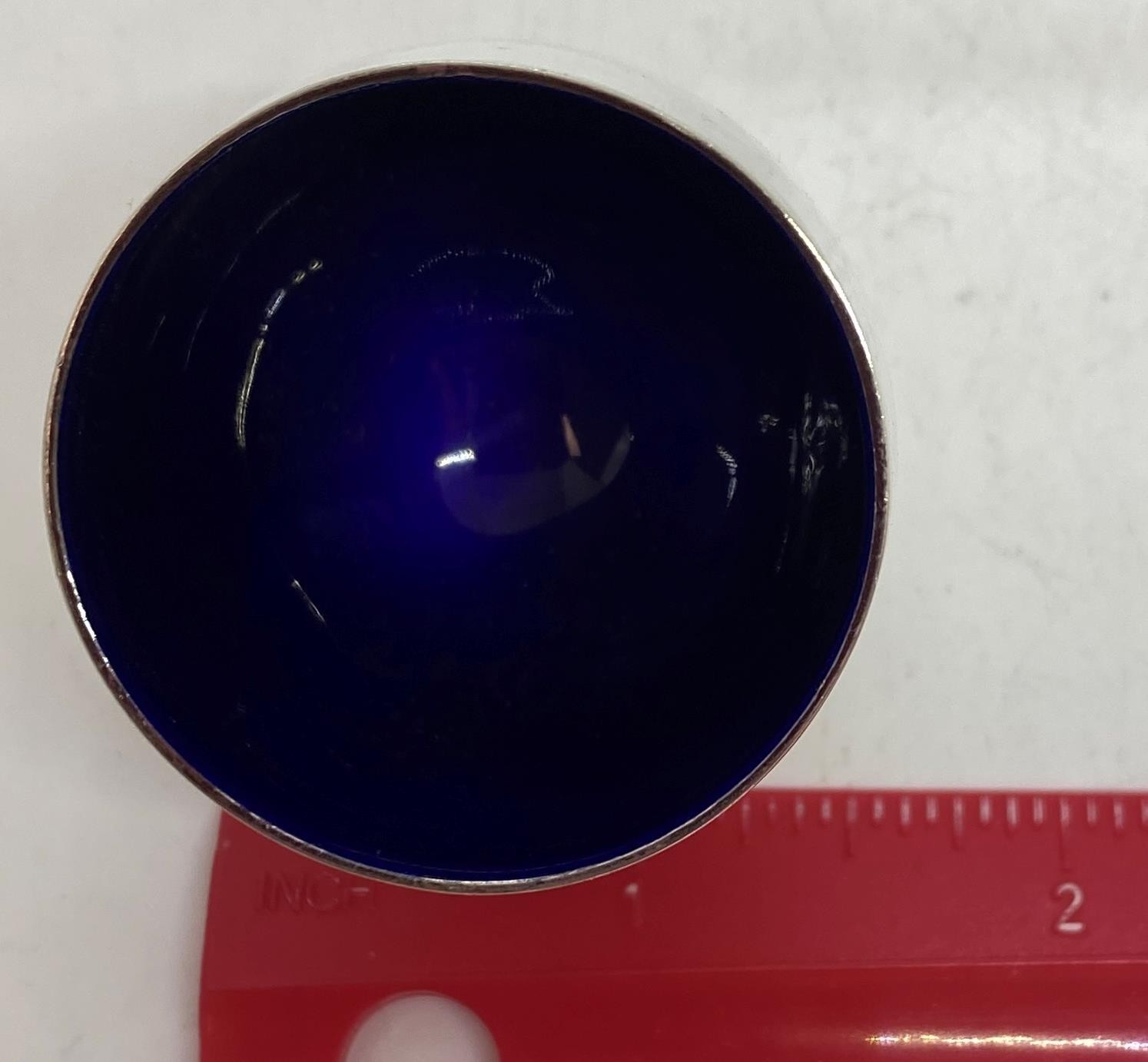 A. Michelsen Denmark Sterling Silver Blue Enamel Salt Cellar M01