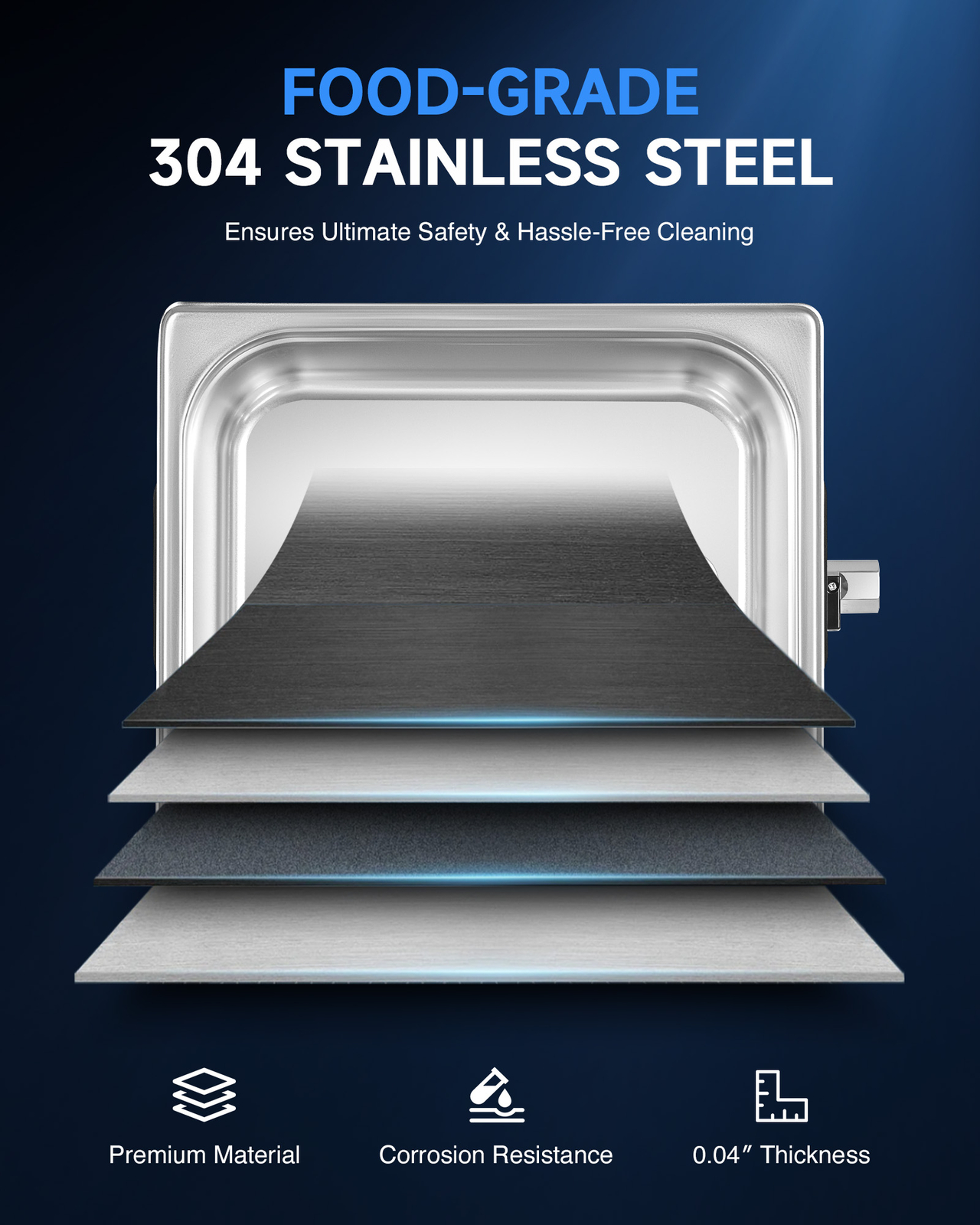 CREWORKS Titanium Steel Ultrasonic Cleaner 10L Timed Digital Cleaning Equipment