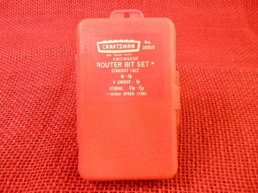 Craftsman 3/4" Cold Chisel #42975 & 5 Router Bits in Case, Both U.S.A.