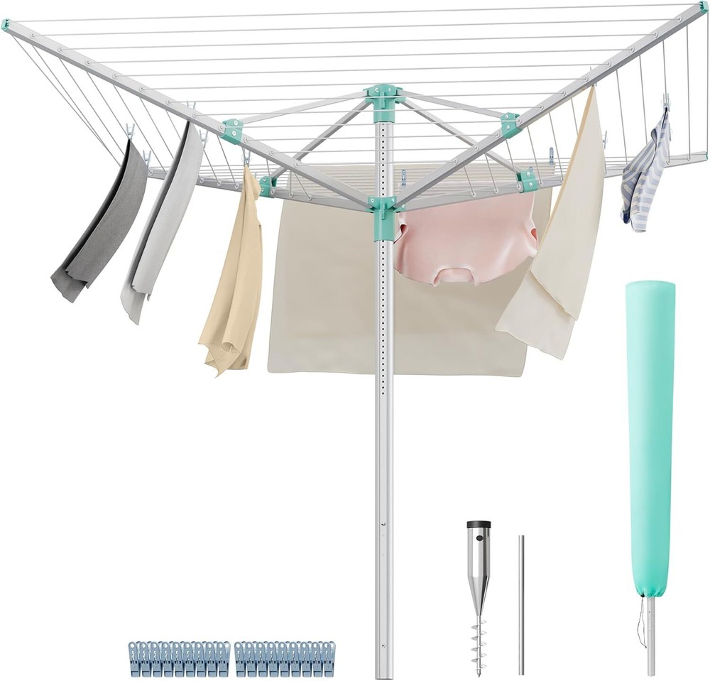 Umbrella Drying Rack, Retractable Outdoor Drying Rack, Height Adjustable, 164 ft
