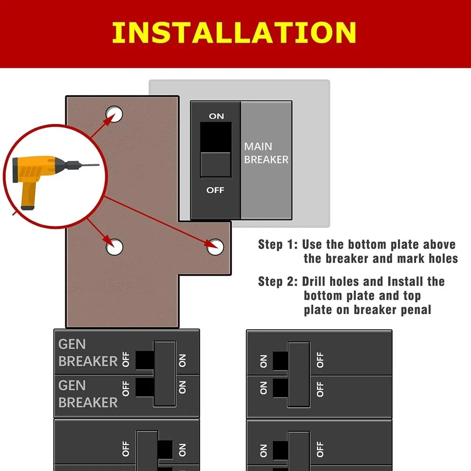 Generator Interlock Kit compatible with GE General Electeric breaker panels