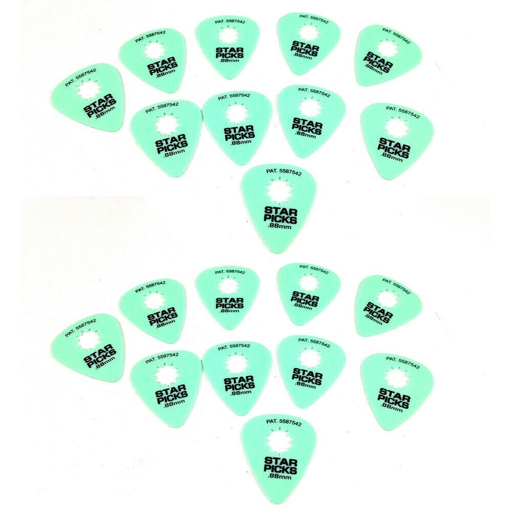 Everly Star Guitar Picks 24 Pack .88mm Mint Green