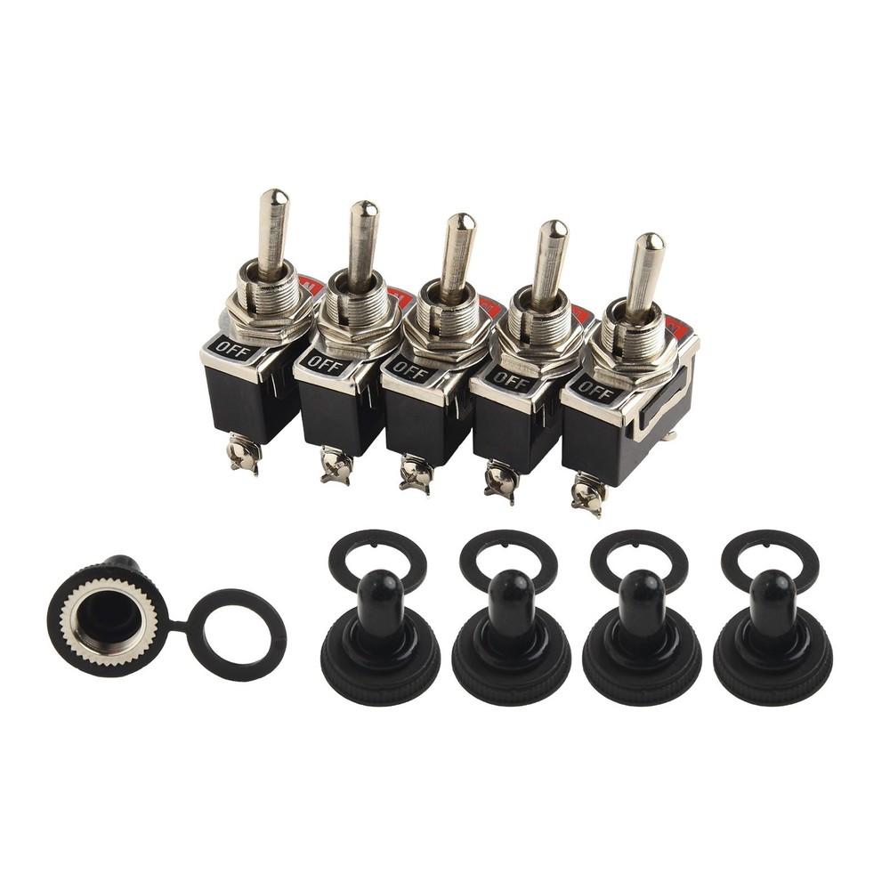 Five Pack Waterproof On Off Metal Toggles Suitable for Electrical Projects