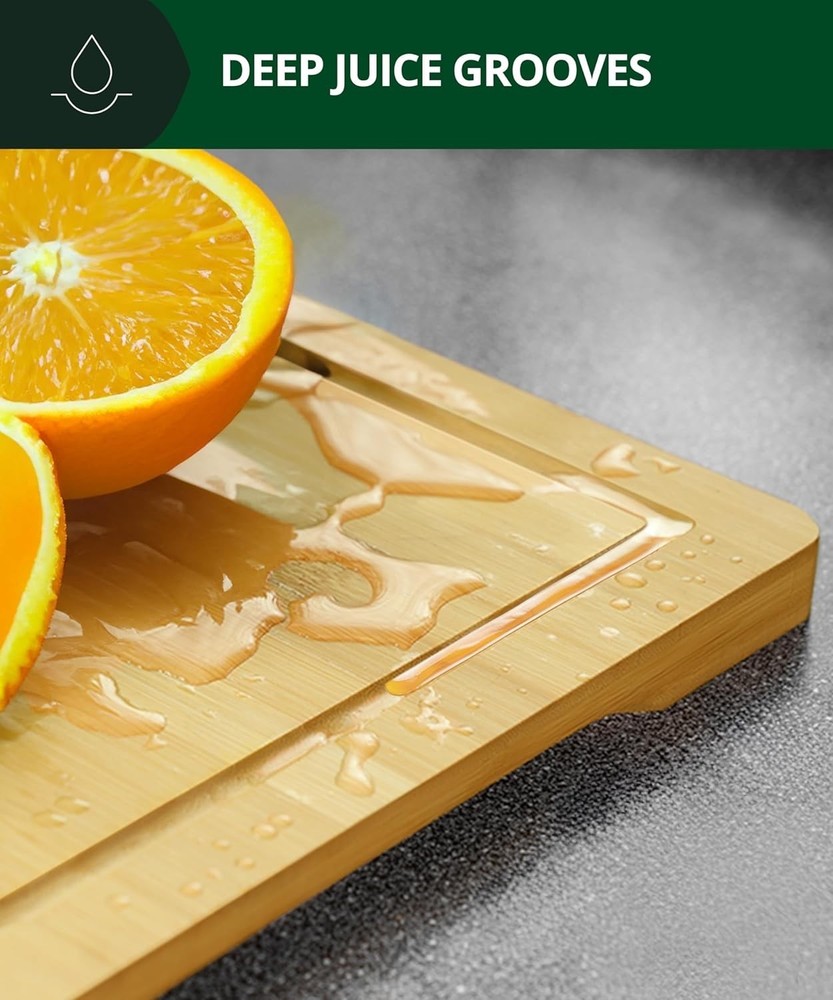 Sustainable Bamboo Cutting Board - Versatile 18"x12" for Kitchen Prep & Serving
