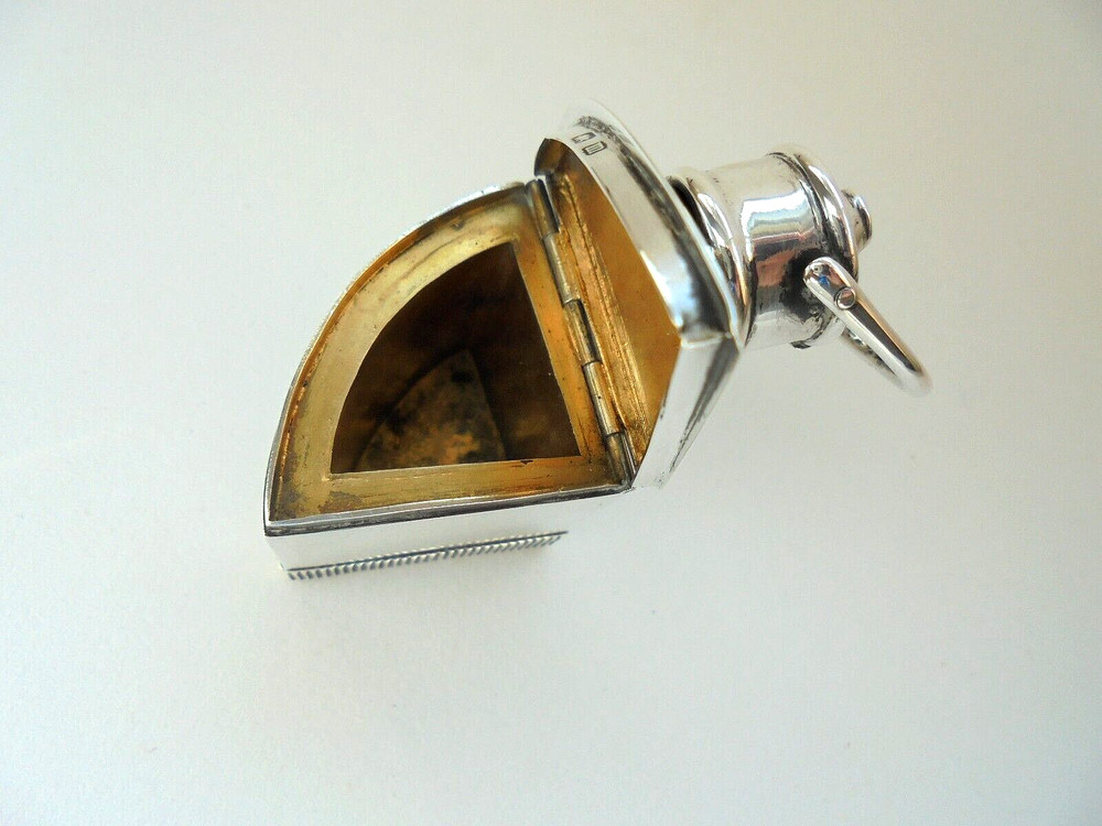 Antique Silver Enamel Lamp Lantern Vesta Case