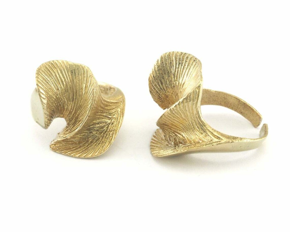 Leaf Ring Adjustable Blank Raw brass OZ4014