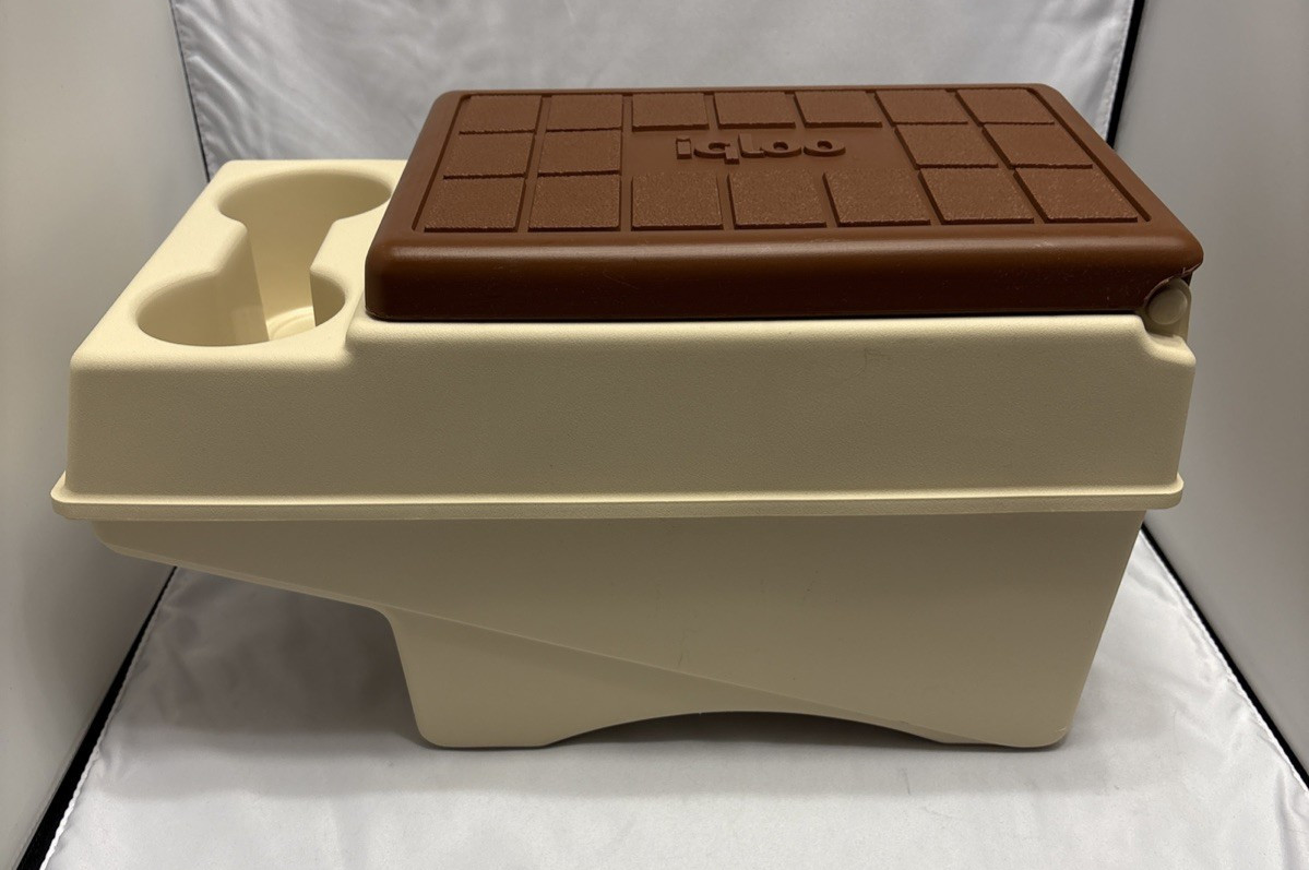 Vintage Little Kool Rest IGLOO Car Console Cooler Brown Tan Ice Chest 1983 NOS