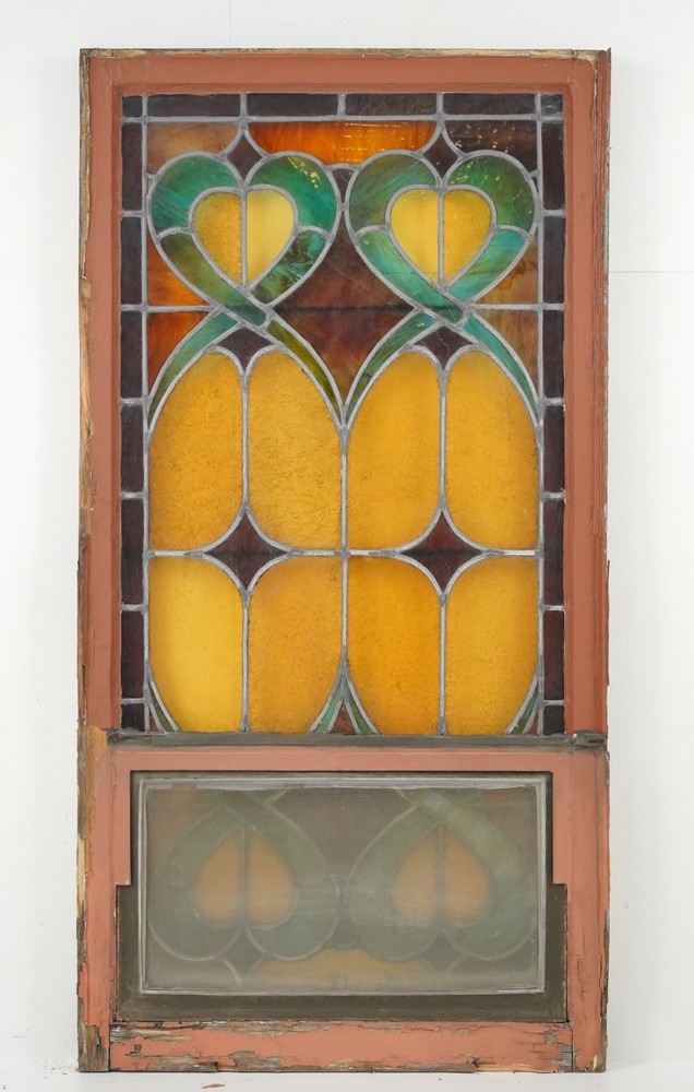 1900s Rectangular Leaded Stained Glass Church Window - R290696