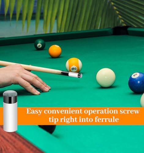 10 Sets Pool Stick Tips, Pool Cue Tips with White Ferrules, Durable & Easy to