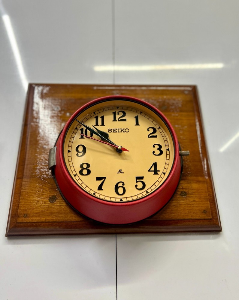 Seiko Marine Quartz Ship Clock | Authentic Antique Wall Timepiece - Red Coating