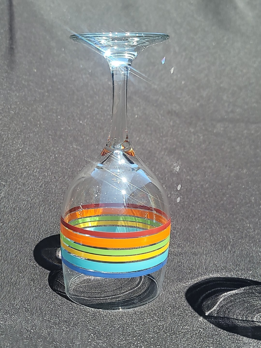 Set of 4 Vintage Libbey Mambo Fiesta Striped Summer Wine Glasses Goblet Rainbow