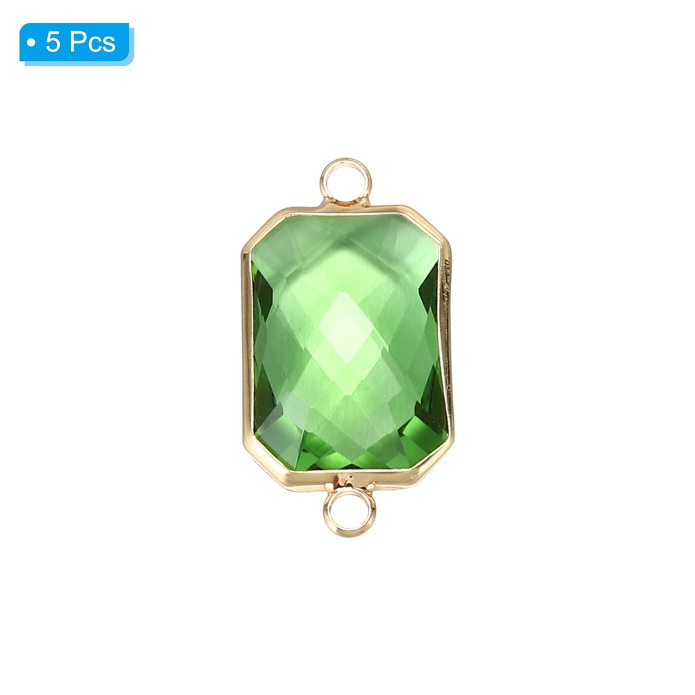 Birthstone Connector Link, 5Pcs Diamond Links Rectangle, Light Green