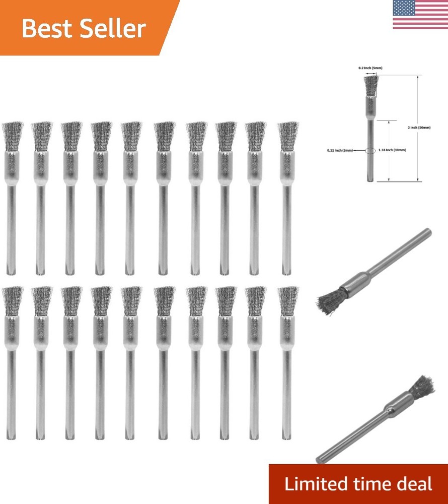 Compact 20pcs Stainless Steel Wire Brushes - Efficient Paint and Rust Solutions