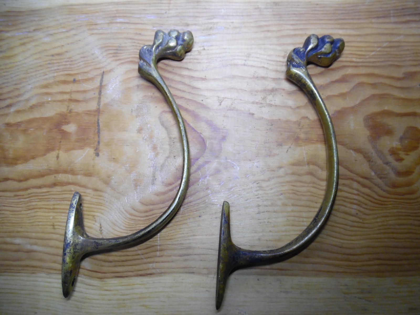 Orig Antique Brass 8" Claw Paw Feet Legs Furniture Stool REPURPOSE 4 Coat Hooks