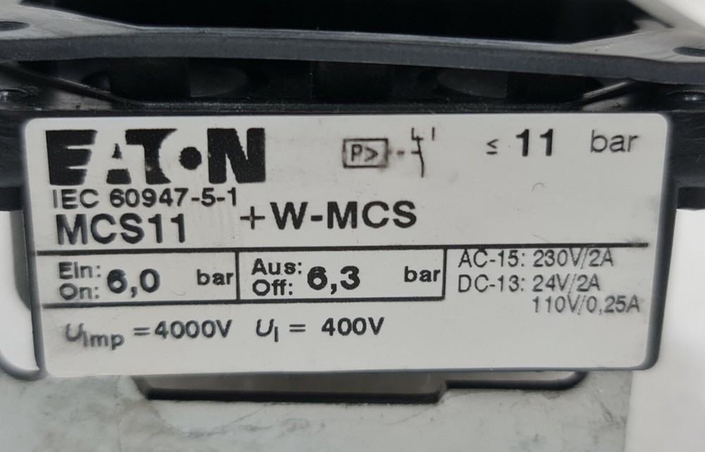 EATON MCS11 PRESSUE SWITCH WITH AUXILIARY CONTACTS IP65 088527