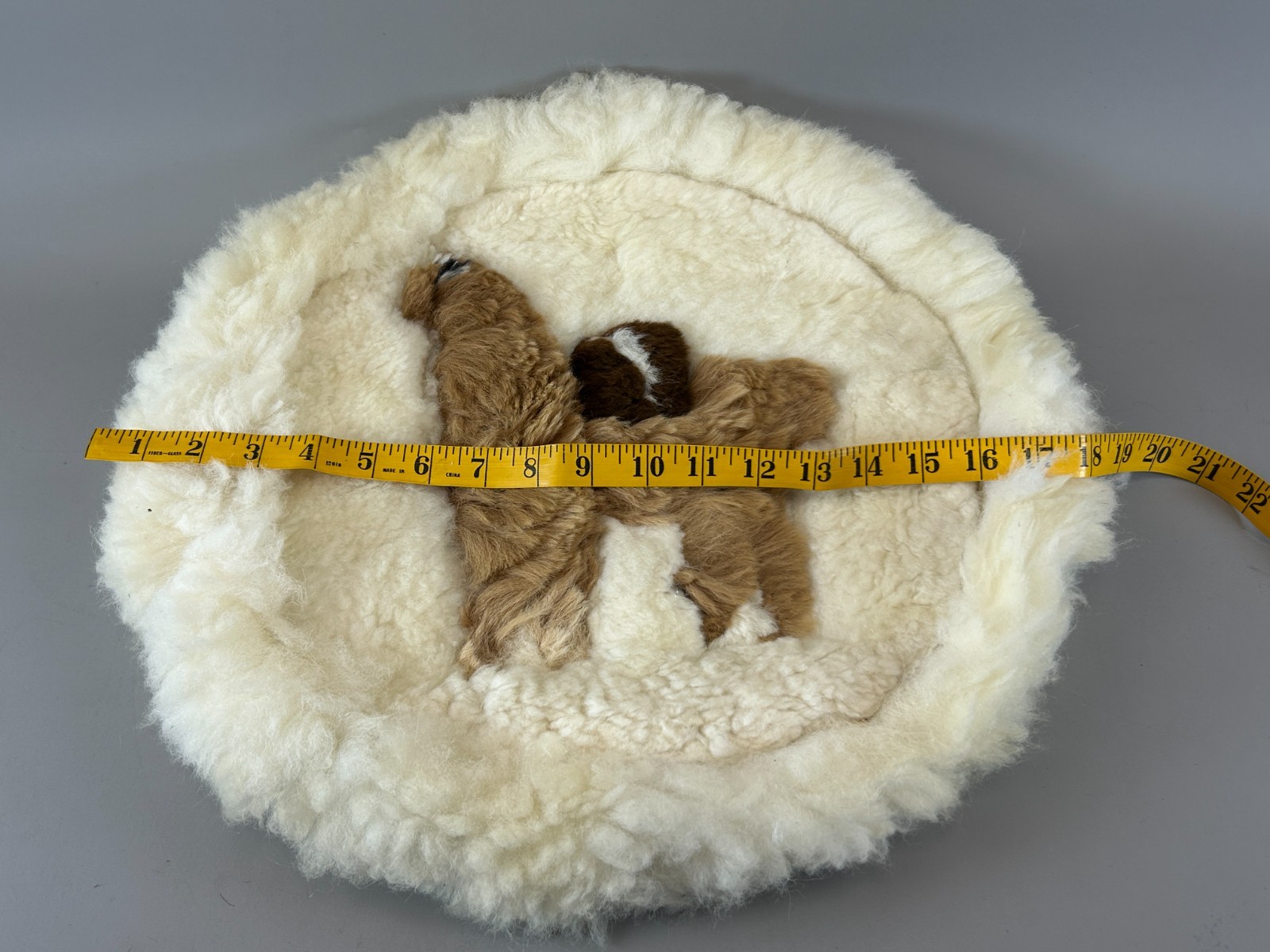 Set of 2 Alpaca Fur Round Rug Wall Hanging Decoration Pillow Cover 18" Peru