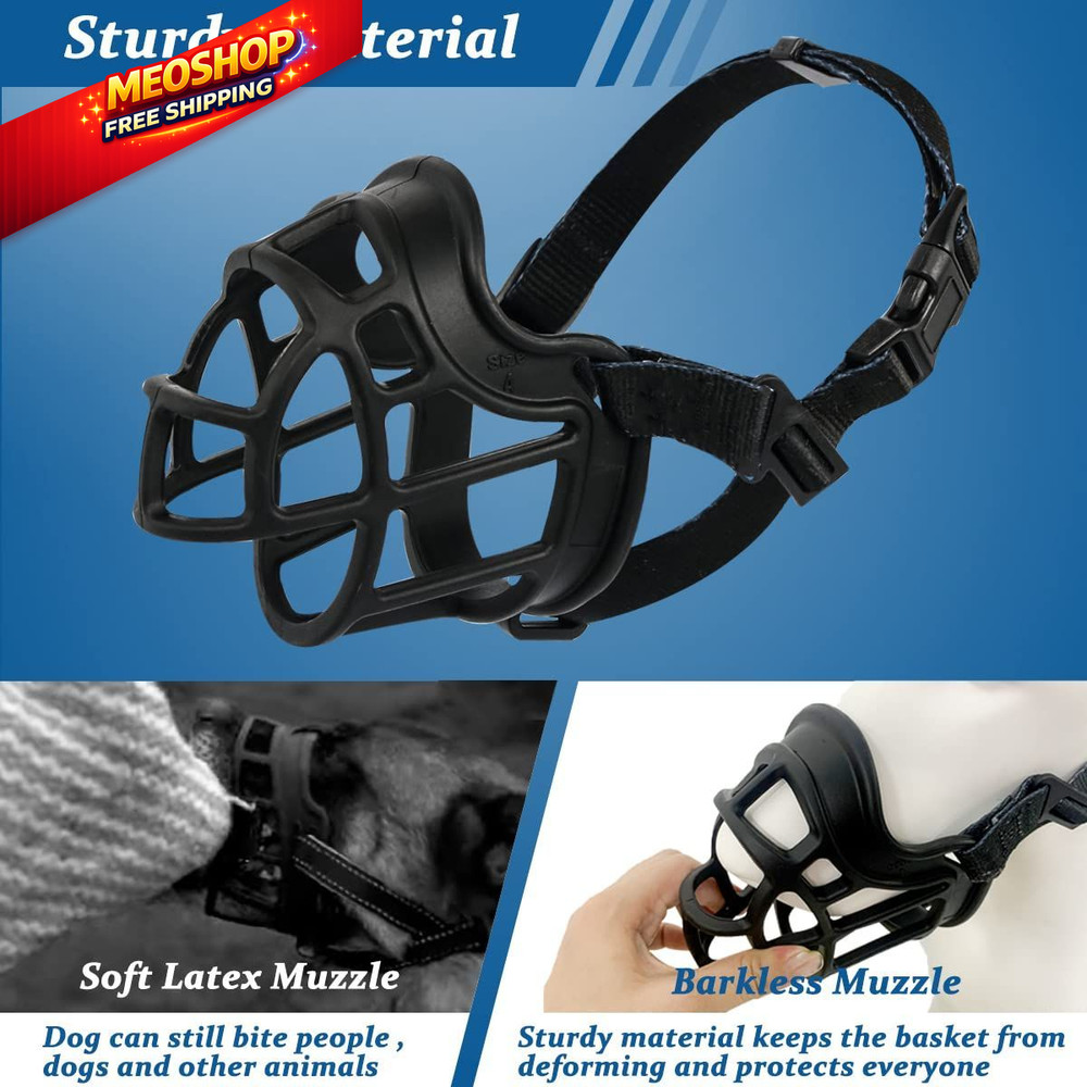 BARKLESS Dog Muzzle, Basket Muzzle Anti Biting 1 (Snout 6¼-7½"), Black