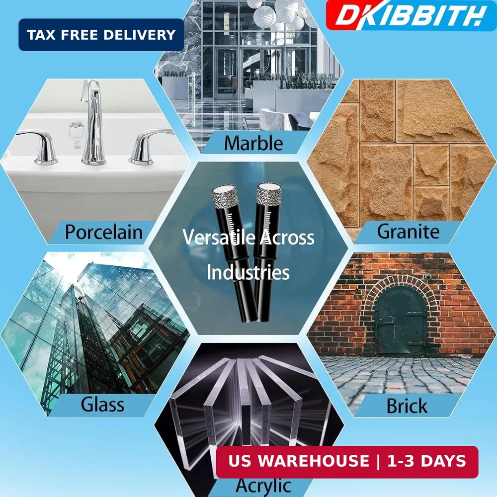 DKIBBITH 7 Pack Dry Diamond Drill Bits & Tile Drill Bits Set for Ceramic, Porcel