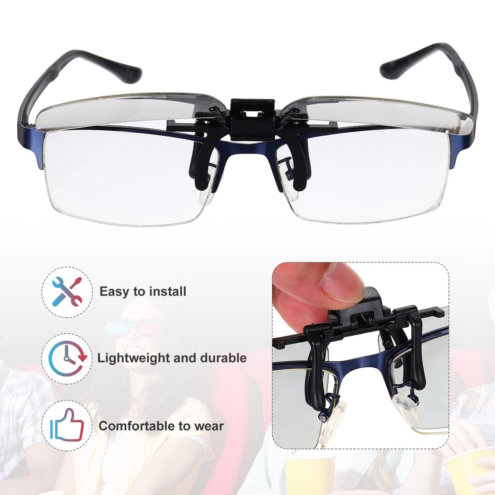 2 Pcs Polarized Clip-on 3D Glasses, Passive Circular 3D Viewing Glasses Frames