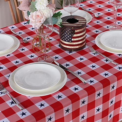 American Checkered Rectangle Table 84" x 60" (Rectangular) Chercked Stars