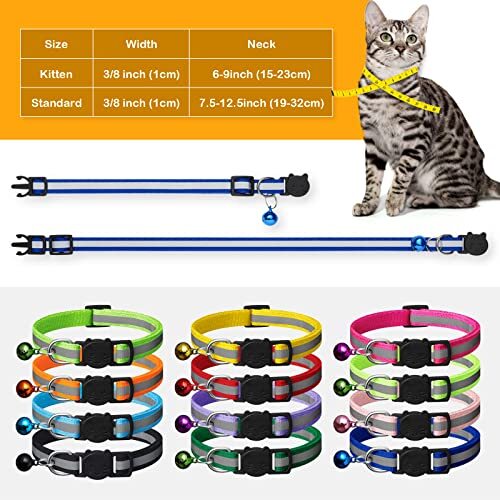Extodry 14 Pack Reflective-Breakaway Cat Collars with Bells,Safety Buckle