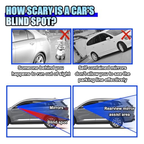 2PCS Rectangle Blind Spot Mirror for Car, Adjustable Wide Angle Mirror Framed