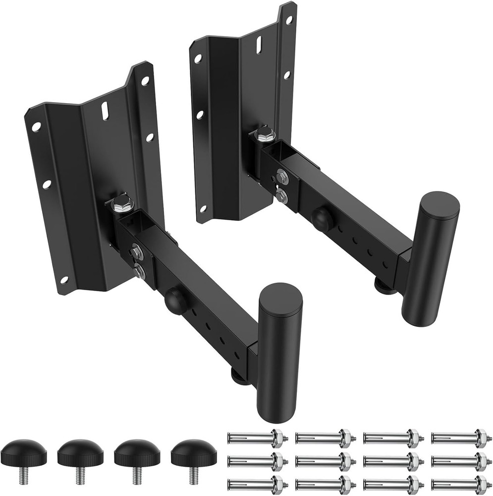 Heavy Duty Adjustable PA Speaker Mount Bracket - 110Lbs Capacity, 2 Pack