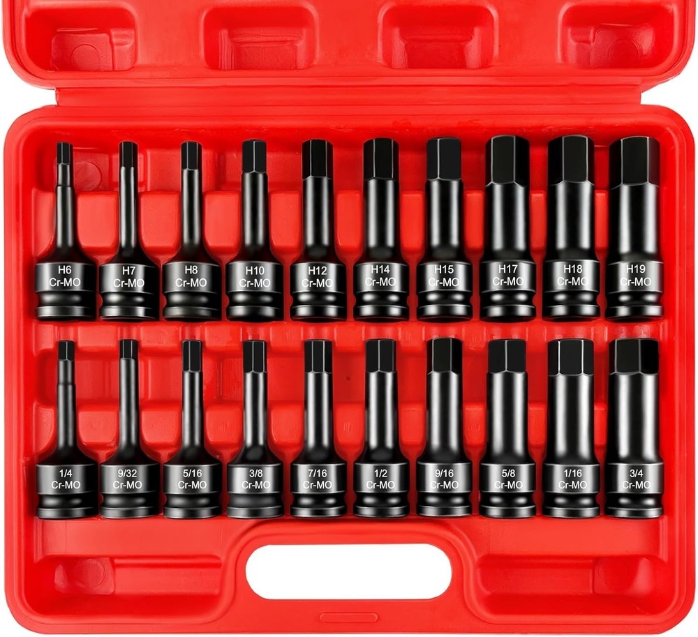 1/2" Drive Master Impact Hex Bit Set, 20 Piece Hex Driver Socket Set, Allen Bit