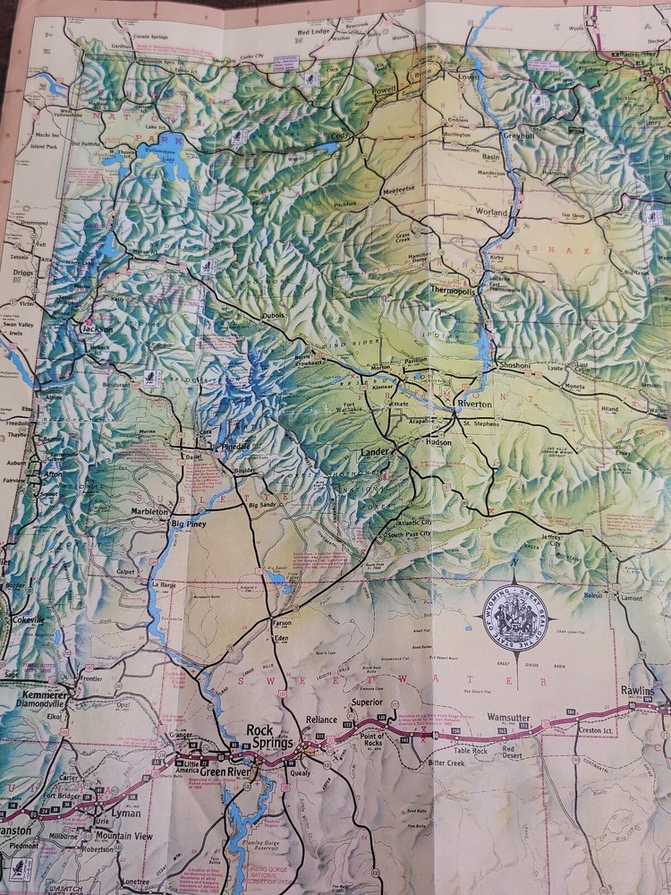 Wyoming Highway Foldable Map Travel planning