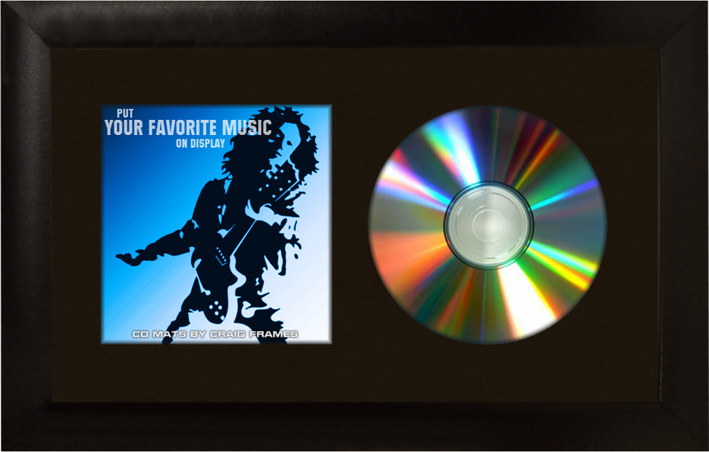 7x12 Single CD Wall Display Mat and Solid Black 1" Wide Frame