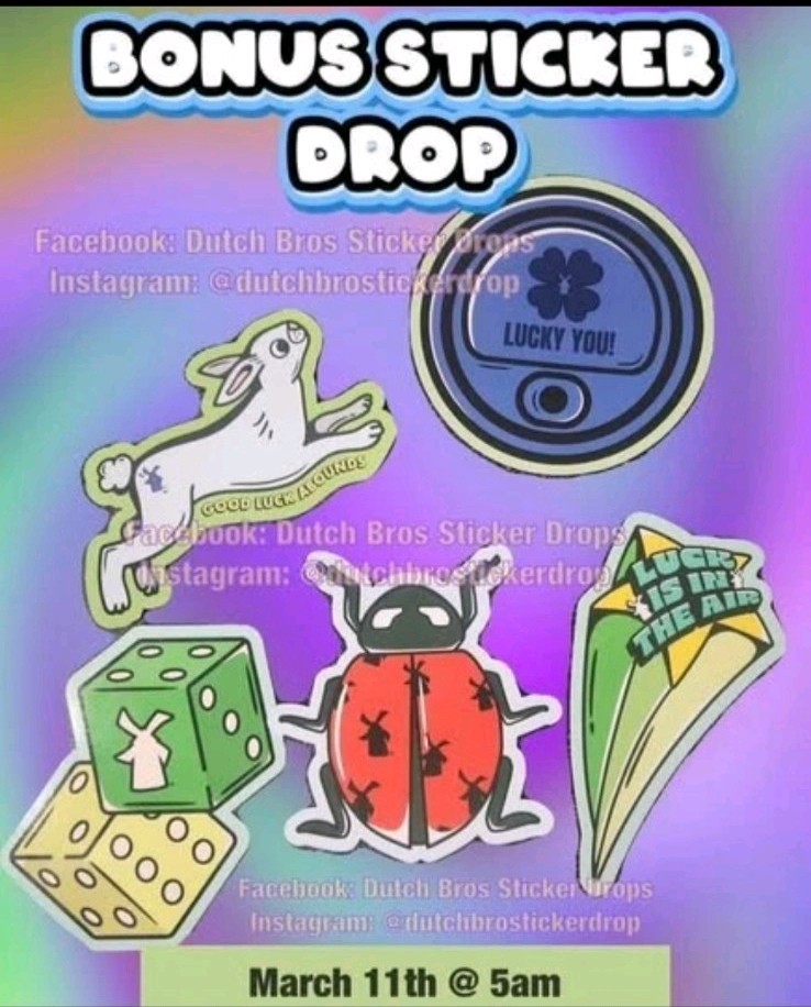 1-Dutch Bros Mar. 11 2026 Sticker Luck Is In The Air Shooting Star Free Shipping