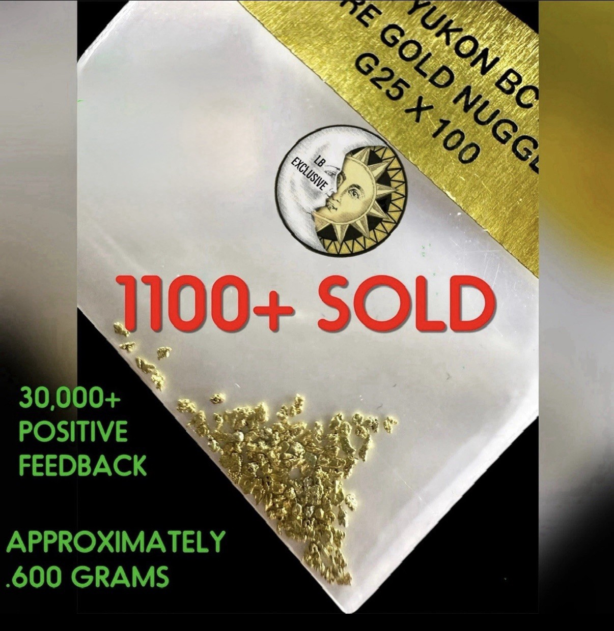 100 PIECE LOT ALASKAN YUKON BC NATURAL PURE GOLD NUGGETS (#L250)