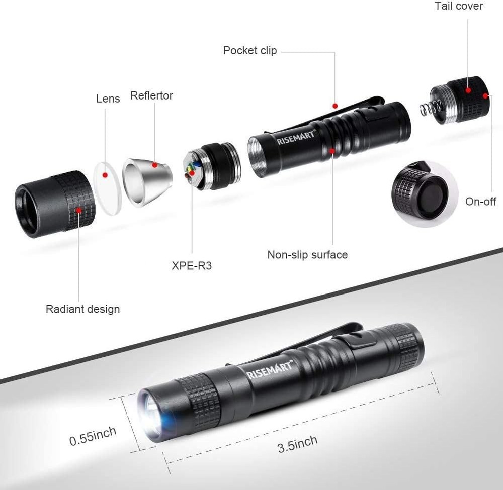 Compact Tactical Flashlight - Lightweight 100 Lumens LED, Easy Clip Design