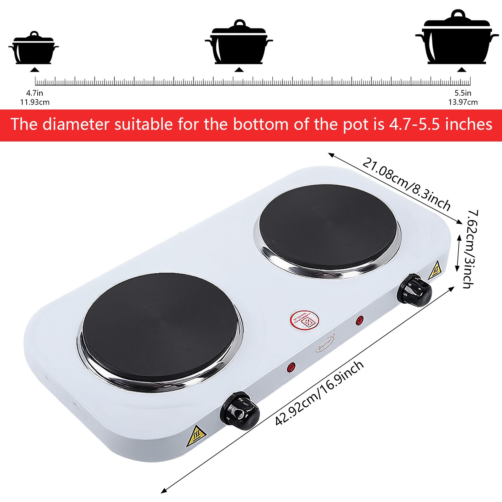 2000W Double Burner Hot Plates Electric Countertop Stove for Cooking Portable