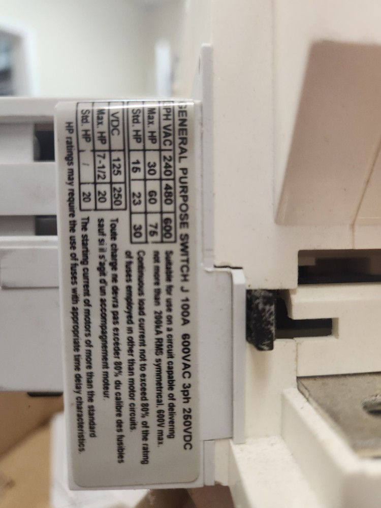 FERRAZ SHAWMUT FBJ100 DISCONNECT SWITCH