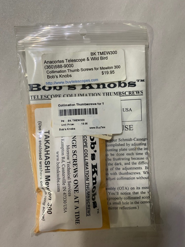 Bob's Knobs Collimation Thumbscrews for TAK Mewlon 300 (BK TMEW300)