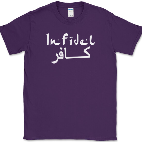 INFIDEL T-SHIRT Funny Military Humor Patriot America USA Novelty Tee