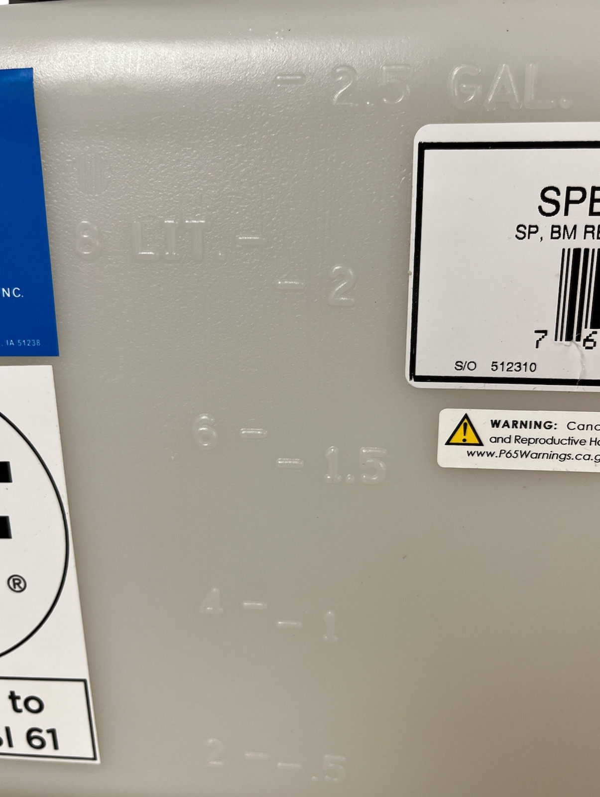 SPBM2.5-RT Ace Roto-Mold 2.5 Gallon Rectangle Blow Molded Cone Bottom Tank