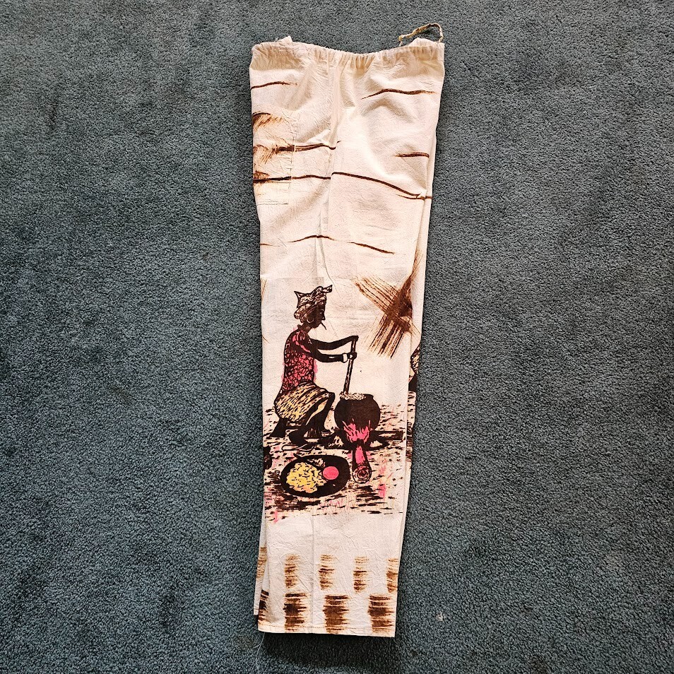 Vintage African Folk Art Tourist Souvenir Ethnic Karate Unisex Lounge Pants OS