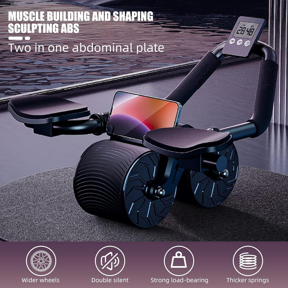 Ab Roller Wheel with Elbow Support, Automatic Rebound Abdominal Wheel,Ab Roller