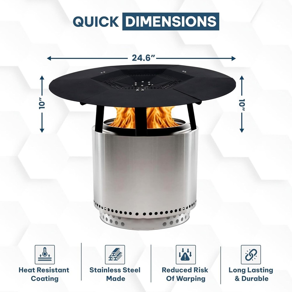 FEBTECH - 24.6" Fire Pit Heat Deflector Compatible for 19.5" Firepit