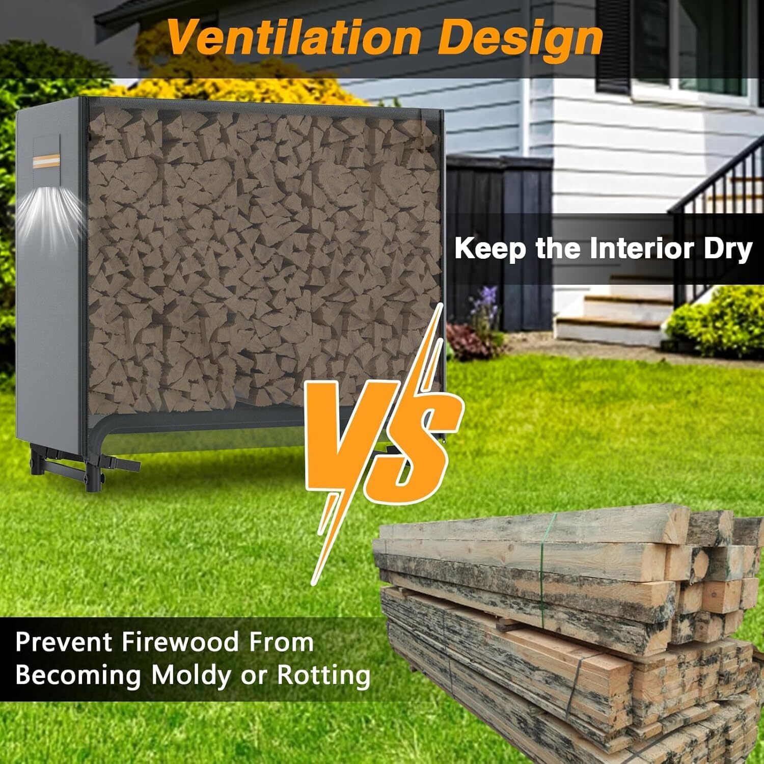 4ft Firewood/Log Storage Rack Outdoor/Indoor for Waterproof 420D Cover us