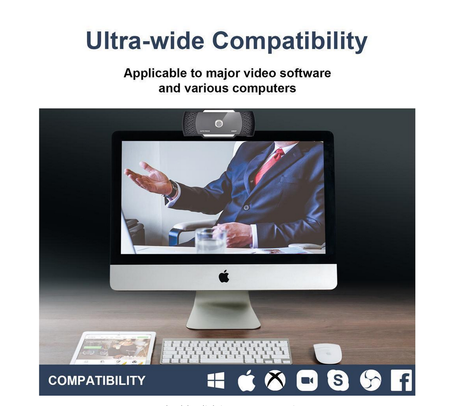 1080p Full HD Pro Webcam Desktop Laptop USB Computer Web Camera with Microphone