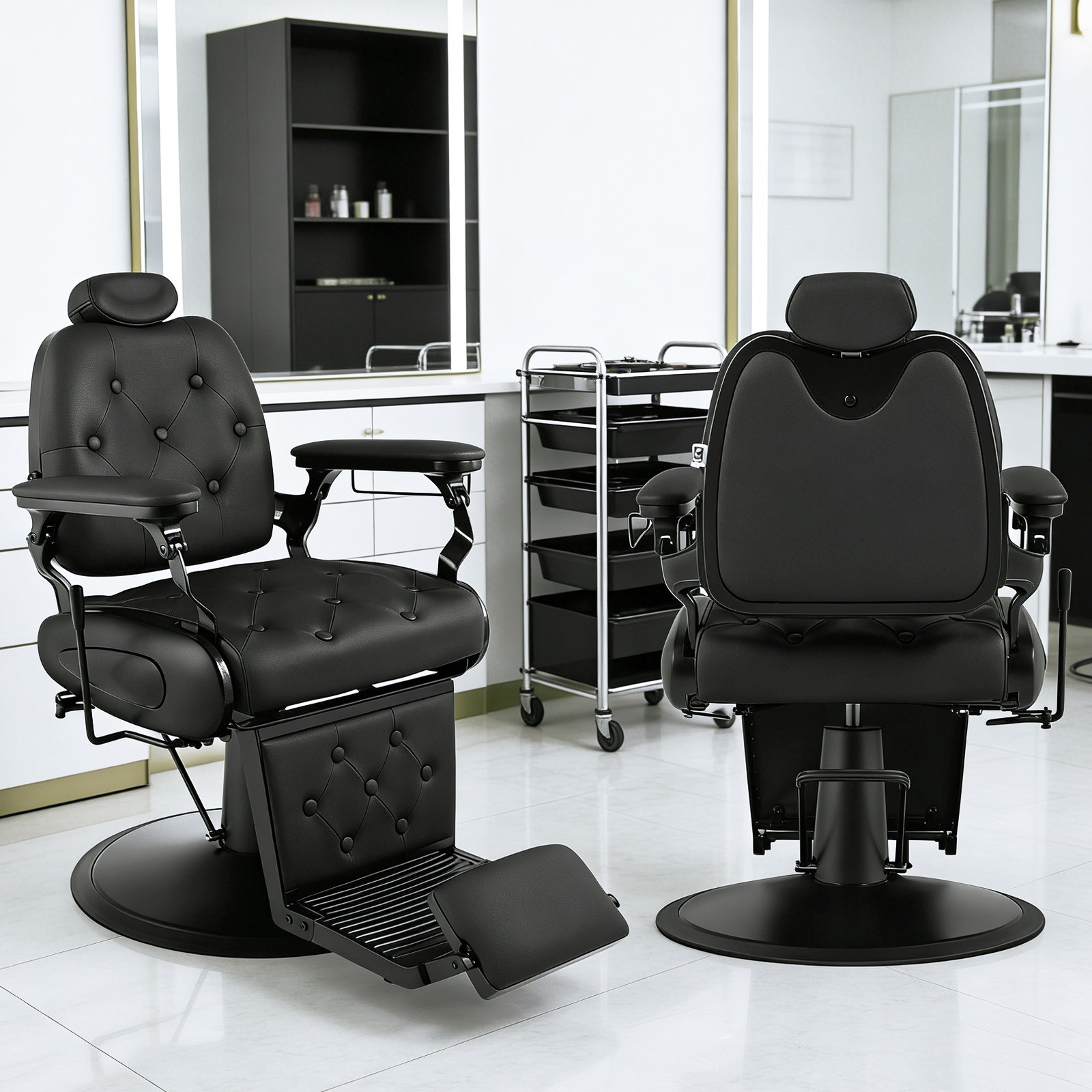 Black Recline All Purpose Barber Chair Heavy Duty Hydraulic Salon Beauty