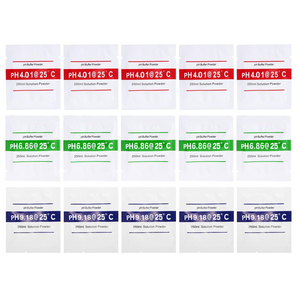 Nynelly 15 Pack Ph Meter Buffer Solution Powder Ph 6.86, 4.01, 9.18 for Precise