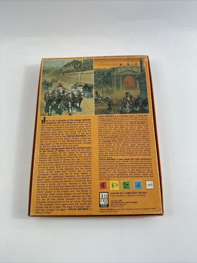 Circvs Maximvs board game Avalon Hill Limited Run Introductory edition