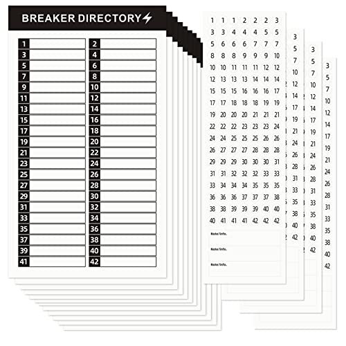 16 Sheets Breaker Panel Labels Electrical Box Sticker Numbers Reusable Adhesive