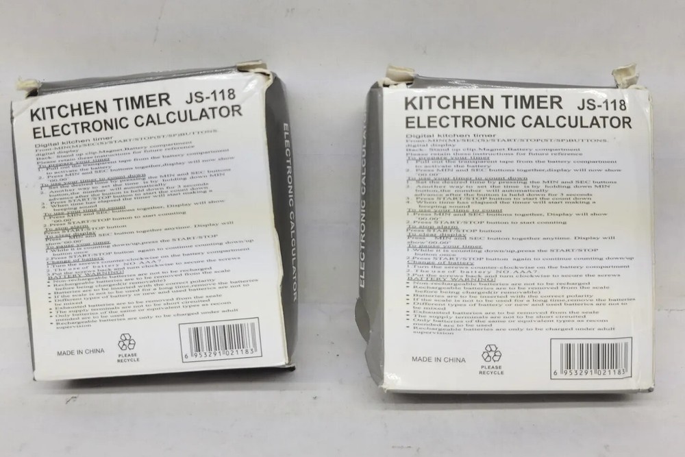Lot of 2 Kitchen Timer JS118 Electronic Calculator