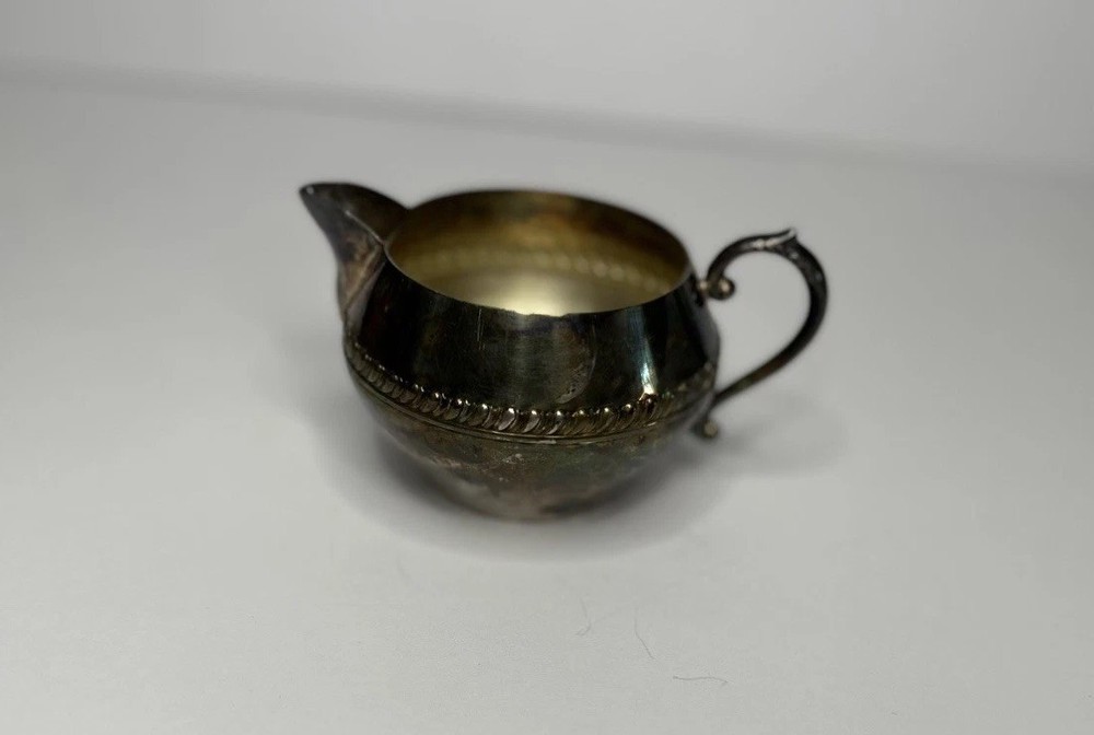 Creamer Bowl Vintage Sheffield Crown & Shield Marked Silver On Copper